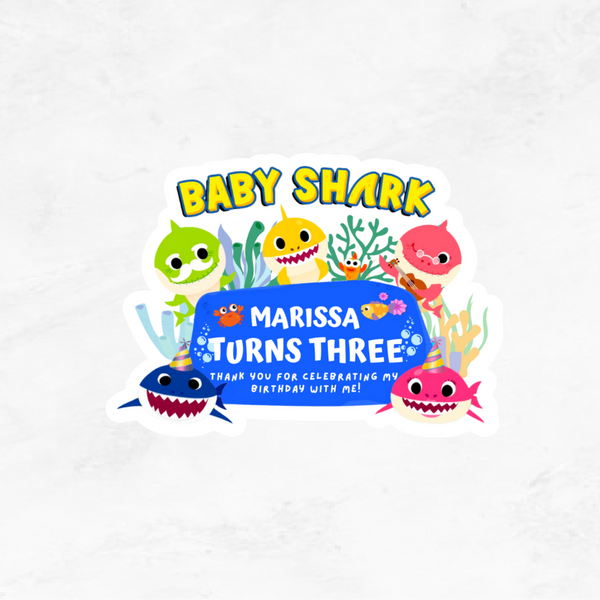 [Set of 12pcs] - Baby Shark Bday Stickers 
