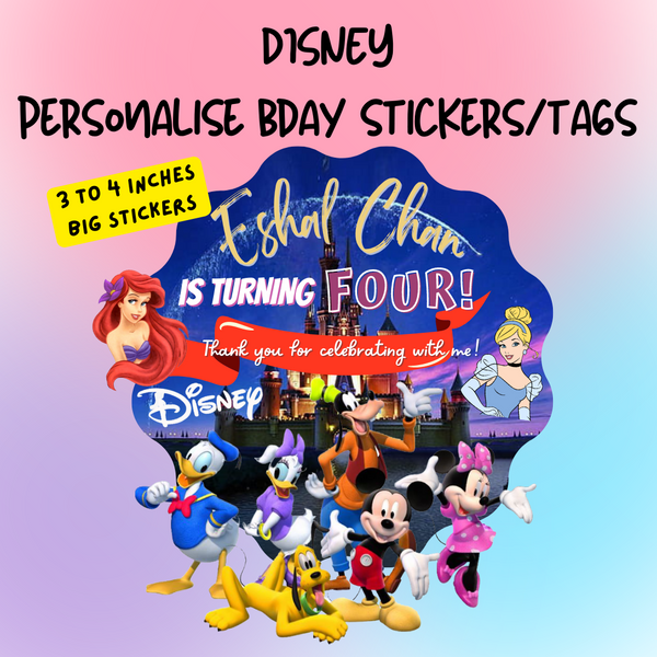 Disney Personalised Bday Stickers (5pcs) 