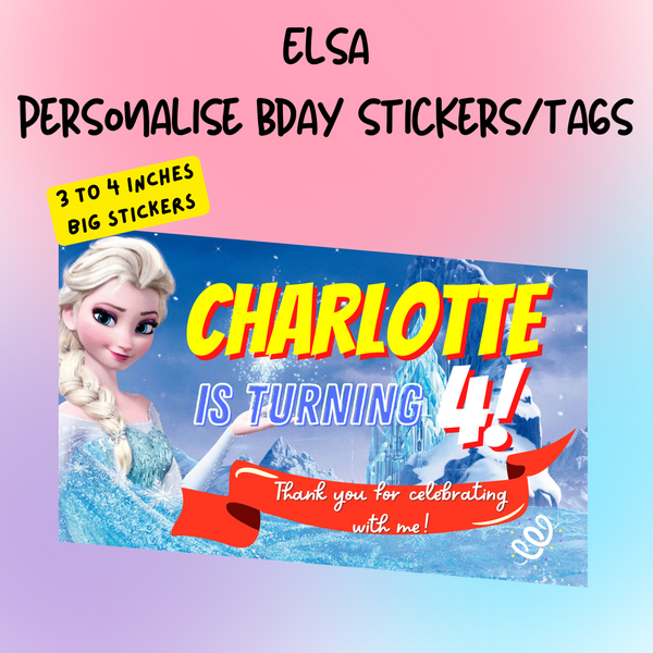 Frozen Elsa Personalised Bday Stickers (5pcs) 