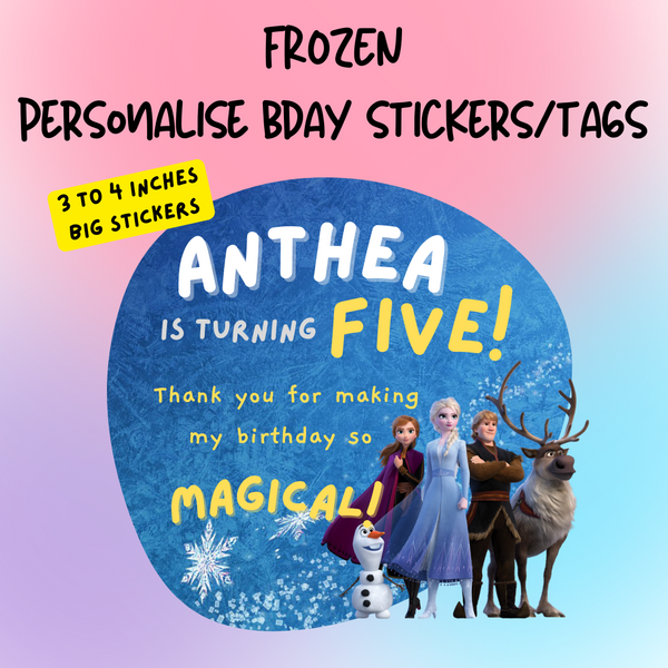 Frozen Family Personalised Bday Stickers (5pcs) 2