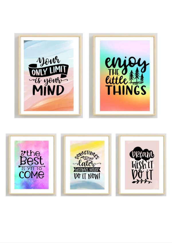 Set of 5 - Motivational Posters 