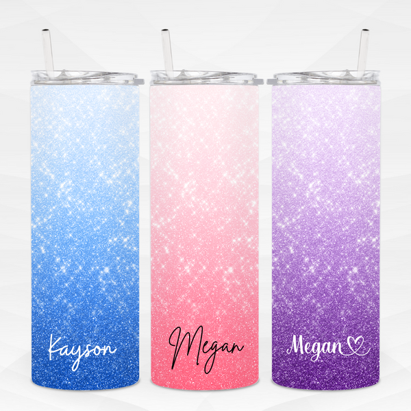 Ombre Glitter Horizontal Placement Tumbler