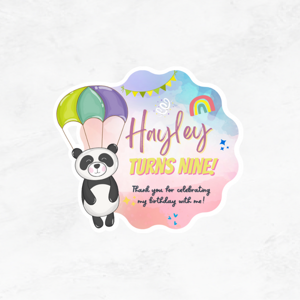 [Set of 12pcs] - Hotair Balloon Panda Birthday Stickers 