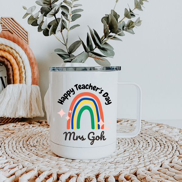 Colourful Rainbow Teacher Vacuum Mug 