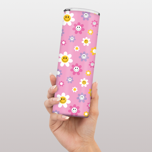 Smiley Flower Full Wrap Tumbler 