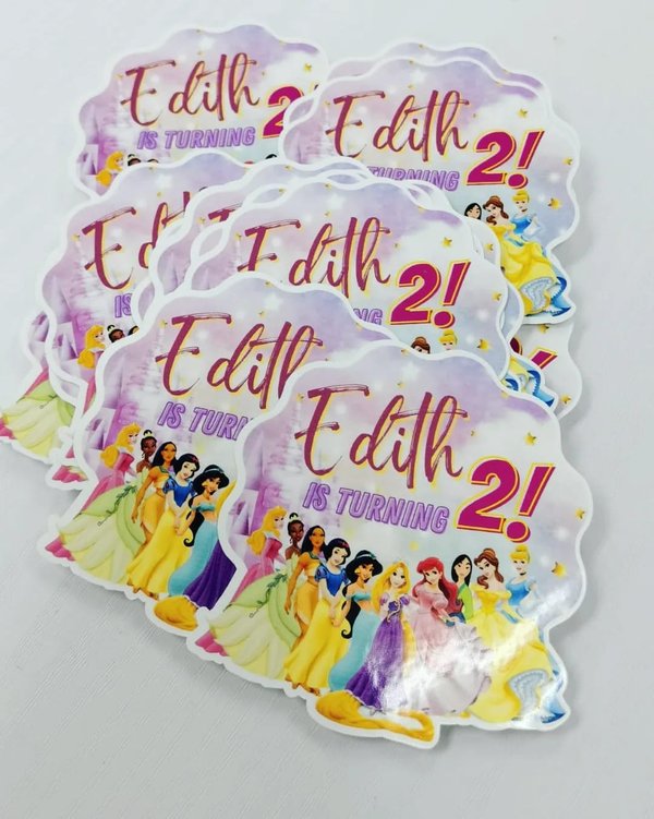 Princess Personalised Bday Stickers 12pcs 