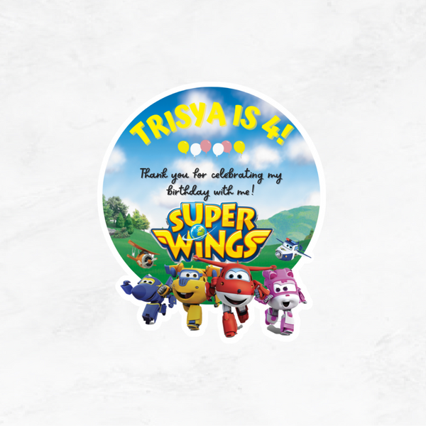 [Set of 12pcs] - SuperWings Birthday Stickers 