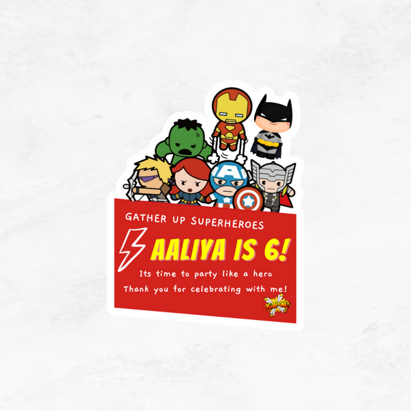 [Set of 12pcs] - SuperHeroes Birthday Stickers