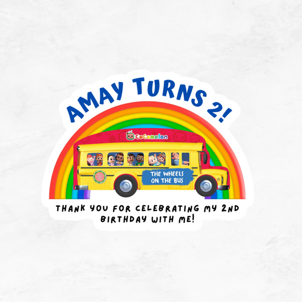 [Set of 12pcs] - Wheels On the Bus Bday Stickers 