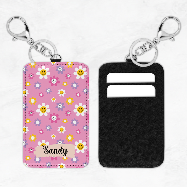 Smiley Floral - Card Case Keychain 